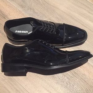 Faranzi Black Patent Leather Tuxedo Shoes 10.5